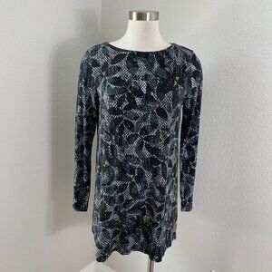 J Jill Wearever Womens Medium Long Sleeve Tunic Top Floral Stretch Shirt